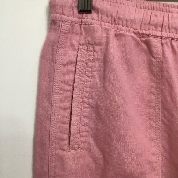 BYLYSE SPENARD 100% linen pedal pusher pants wide leg trouser pink summer Medium - Picture 3 of 12